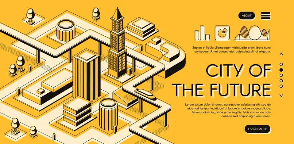 Future city infrastructure project web page Illustration
