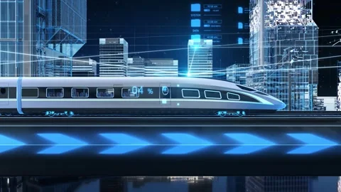 Future City Smart Transportation 5G Network Technology 3D Scene 動画素材 334353973