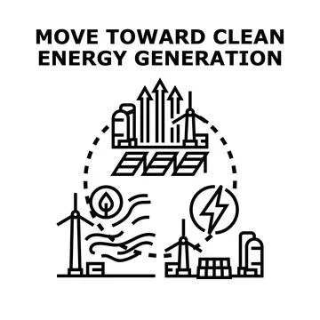 Future clean energy generation developing sustainable power sources Illustration