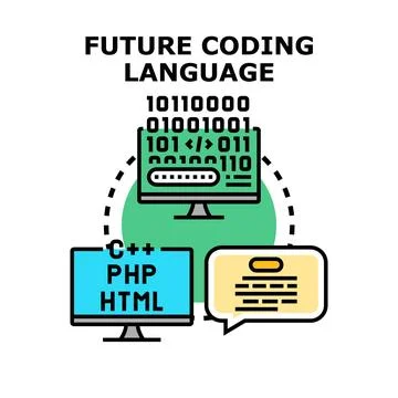 Future coding language developing new programming systems Stock Illustration