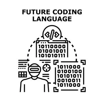 Future coding language development using virtual technology 스톡 일러스트