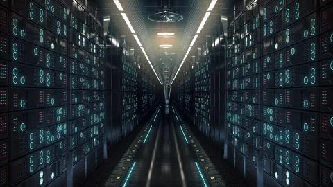 Future computer server farm. 3d illustration Stock Illustration