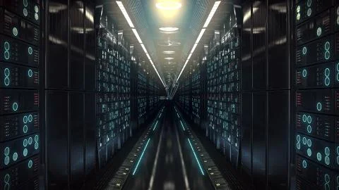 Future computer server farm. 3d illustration Stock Illustration