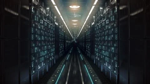 Future computer server farm. 3d illustration Stock Illustration