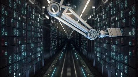 Future computer server farm. 3d illustration Stock Illustration