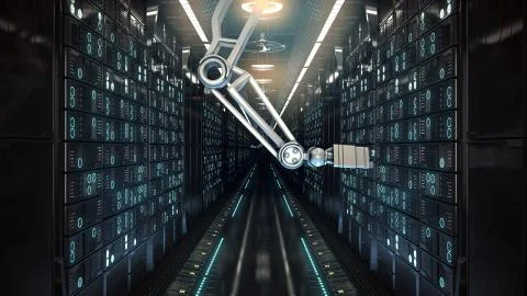 Future computer server farm. 3d illustration Stock Illustration