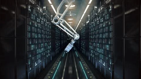 Future computer server farm. 3d illustration Stock Illustration