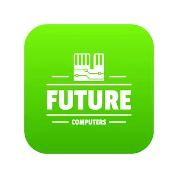 Future computers icon green vector Stock Illustration