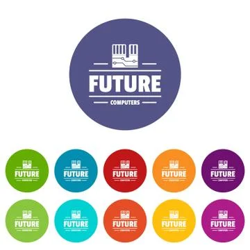 Future computers icons set color Stock Illustration