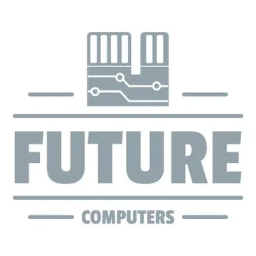 Future computers logo, simple gray style Stock Illustration