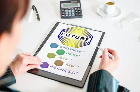 Future concept on a clipboard Foto stock