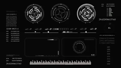 Future concept virtual touch user interface HUD with graphs, Infographic Stock Footage 84962921