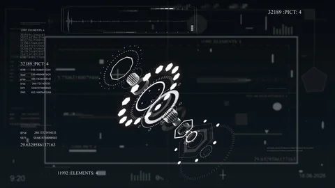 Future concept virtual touch user interface HUD with graphs, hologram Stock Footage 85093419