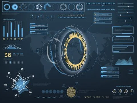 Future concept virtual touch user interface HUD. Vector interactive screen with イラスト素材