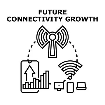 Future connectivity growth in digital technology and network Stock Illustration