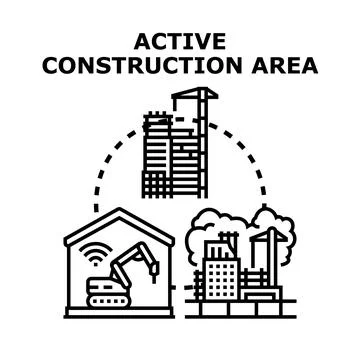 Future construction area development process visualization Stock Illustration