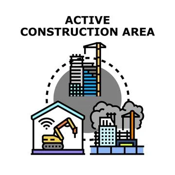 Future construction area development process visualization Stock Illustration
