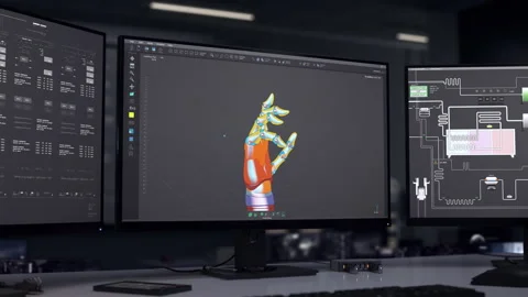 Future development software engine assembling the mechanism of an artificial arm 動画素材 279817709