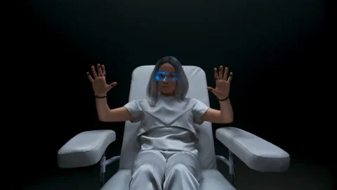 Future device hipster sensor gloves playing metaverse zoom on. High tech concept Stock Footage 213364414