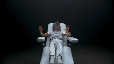 Future device hipster sensor gloves playing metaverse zoom on. High tech concept Stock Photos