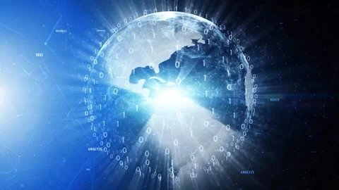 Future digital earth globe data cloud animation Video stock 337427134