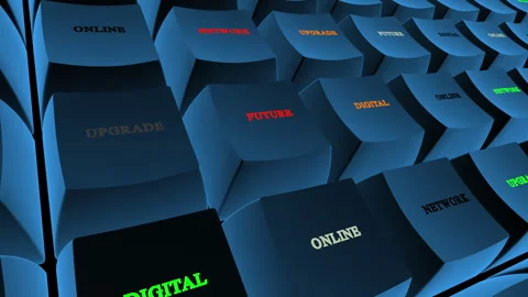 Future Digital Online Network Upgrade Illuminated Keyboard Stock Footage 343748915