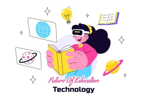Future of Education Technology Vector Illustration Featuring Modern Digital.. Stock Illustration