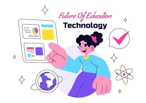 Future of Education Technology Vector Illustration Featuring Modern Digital.. Stock Illustration