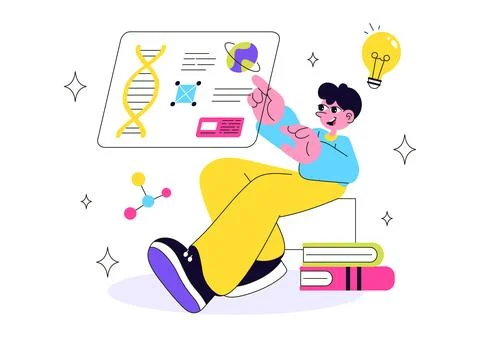 Future of Education Technology Vector Illustration Featuring Modern Digital.. Stock Illustration