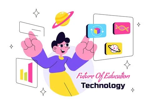 Future of Education Technology Vector Illustration Featuring Modern Digital.. Stock Illustration
