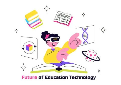 Future of Education Technology Vector Illustration Featuring Modern Digital.. Illustrazione stock