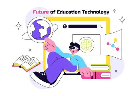 Future of Education Technology Vector Illustration Featuring Modern Digital.. 스톡 일러스트