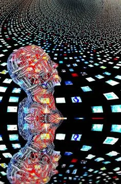 Future. Electronic Man Electronic Man with Many Screens Copyright: xZoonar... Stock Photos