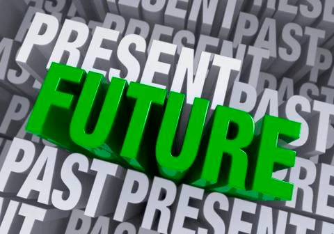 The future emerges from the past and present Stock Illustration
