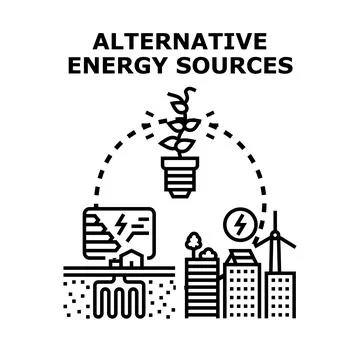 Future energy sources developing global sustainable solutions Stock Illustration