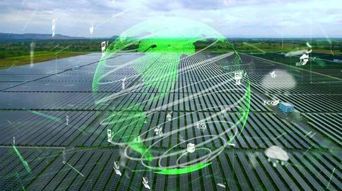 Future environmental conservation and renewable energy modernization Stock Illustration