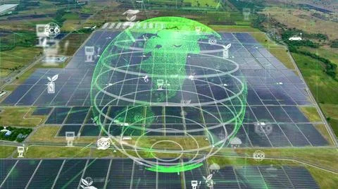 Future environmental conservation and renewable energy modernization Stock Illustration