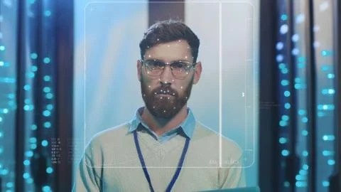 Future Face Detection. Face ID. High Tech Biometric Facial Recognition Foto stock