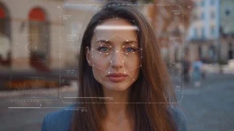 Future. Face Detection. Technological 3d Scanning. Biometric Facial Recognition Stock Photos