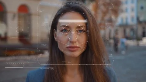 Future. Face Detection. Technological 3d Scanning. Biometric Facial Recognition Stock Photos