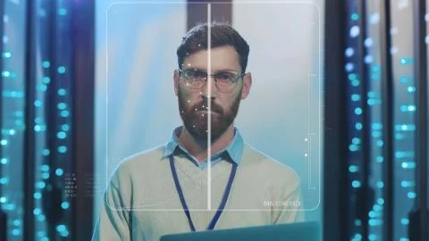 Future. Face ID. High Tech Biometric Facial Recognition. Technological 3D Face Foto stock