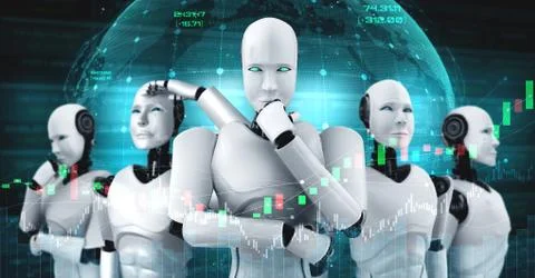 Future financial technology controlled by AI robot using machine learning 스톡 일러스트