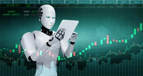Future financial technology controlled by AI robot using machine learning 스톡 일러스트