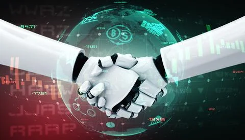 Future financial technology controlled by AI robot using machine learning 스톡 일러스트