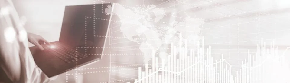 Future Financial Technology Interface. Graph Stock Market chart. World map on Foto stock