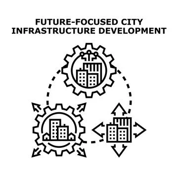 Future focused city infrastructure development vector icon concept Stock Illustration