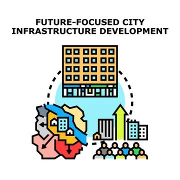 Future focused city infrastructure development planning and growth Stock Illustration