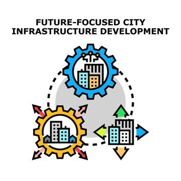Future focused city infrastructure development vector icon concept Stock Illustration