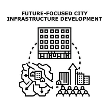 Future focused city infrastructure development planning and growth Stock Illustration
