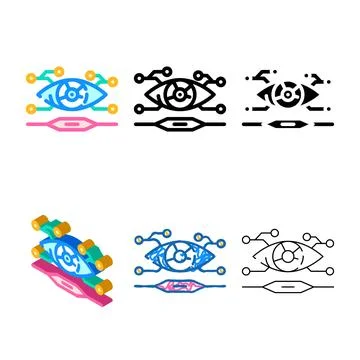 Future focused tech enthusiast color set icon vector Stock Illustration